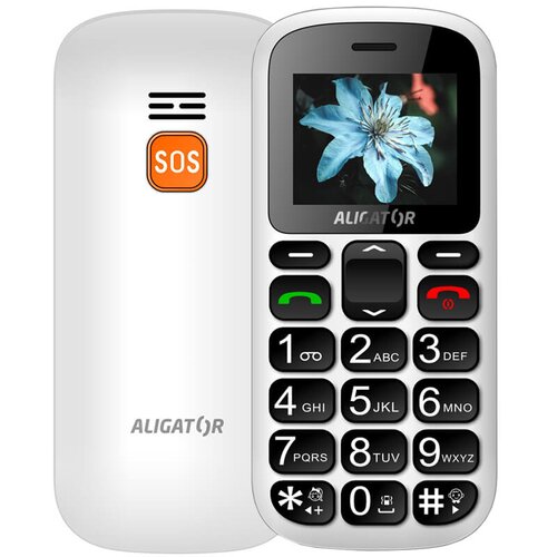 Aligator A321 Senior Dual SIM, Biely + stolná nabíjačka