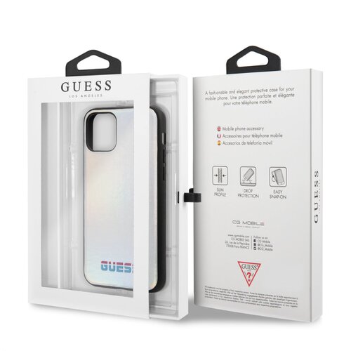 Puzdro Guess iPhone 11 GUHCN61BLD silikónové - strieborné