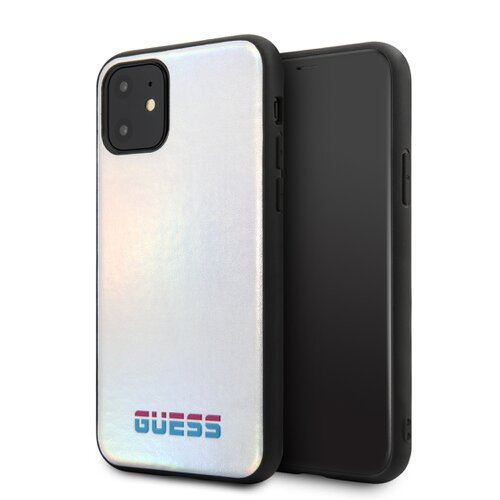 Puzdro Guess iPhone 11 GUHCN61BLD silikónové - strieborné