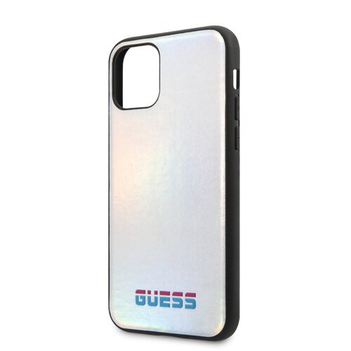 Puzdro Guess iPhone 11 GUHCN61BLD silikónové - strieborné