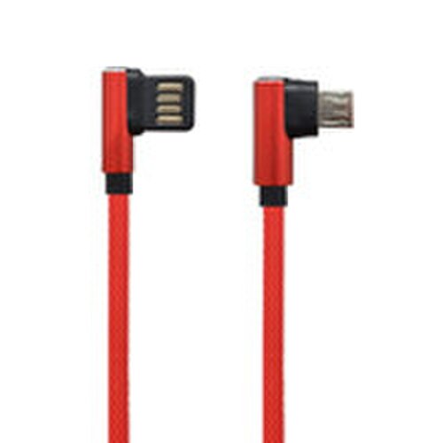 E-shop mobilNET kábel MicroUSB lomený 1.5A 1.5m Červený textilný (bulk)
