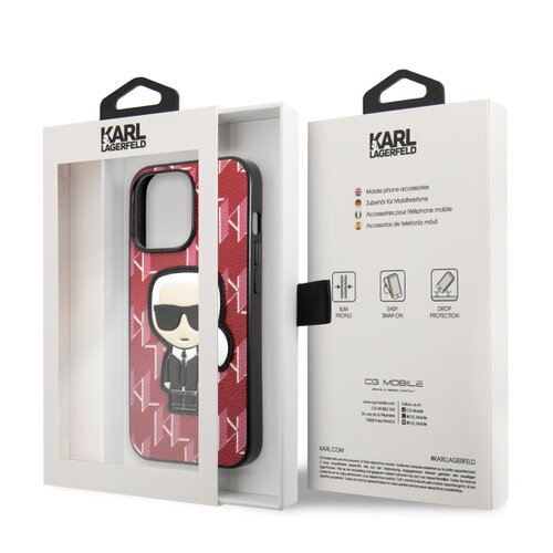 Puzdro Karl Lagerfeld Monogram Ikonik iPhone 13 Pro - červené