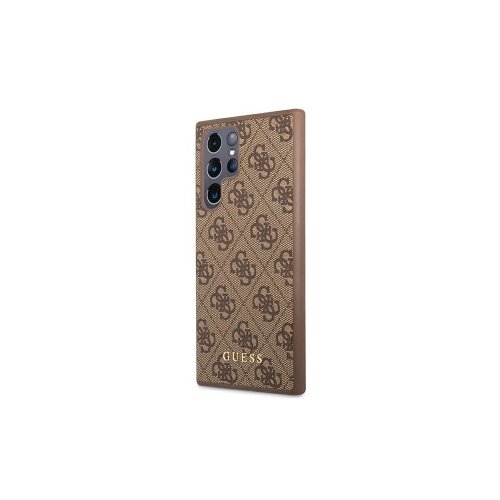 E-shop Guess case for Samsung Galaxy S22 Ultra GUHCS22LG4GFBR brown hard case 4G Metal Gold Logo