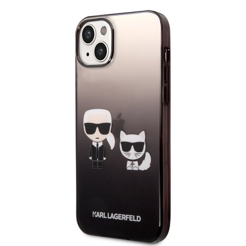 Puzdro Karl Lagerfeld Gradient Karl and Choupette iPhone 14 Plus - čierne