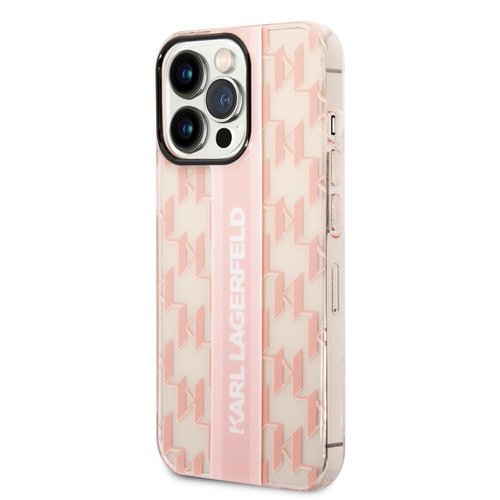 Puzdro Karl Lagerfeld Monogram Vertical Stripe iPhone 14 Pro - ružové