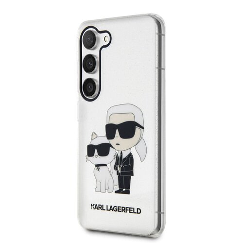 Puzdro Karl Lagerfeld IML Glitter Karl and Choupette NFT Samsung Galaxy S23 - transparentné