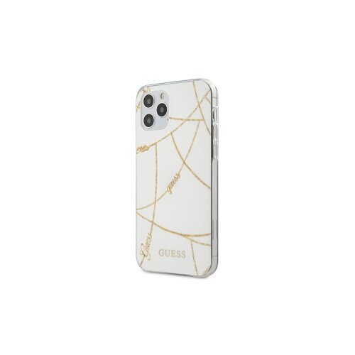 Guess case for iPhone 12 Mini 5,4" GUHCP12SPCUCHWH white hard case Gold Chain Collection