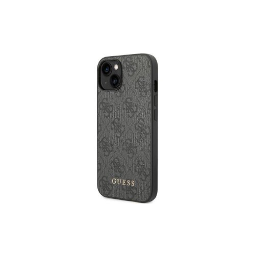 Guess case for iPhone 14 Pro 6,1" GUHCP14LG4GFGR gray Basic PC/TPU 4G PU case Gold Logo