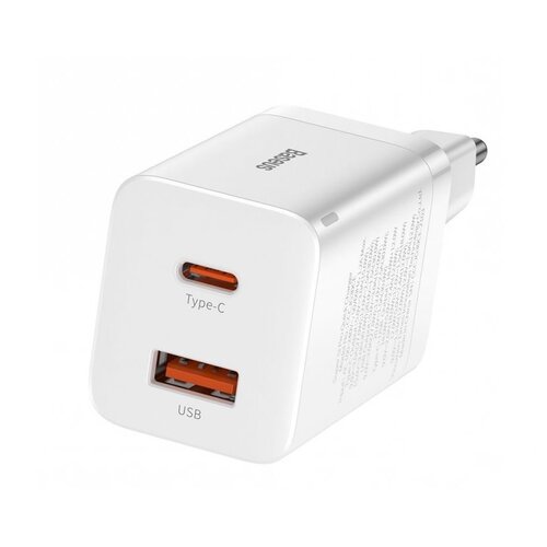 Baseus CCSUPP-E02 Super Si Quick Nabíječka USB + USB-C 30W White (Pošk. Balení)