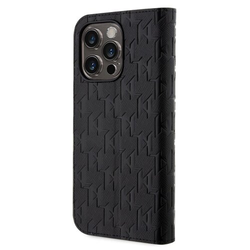 Karl Lagerfeld PU Saffiano Monogram Book Pouzdro pro iPhone 14 Pro Black