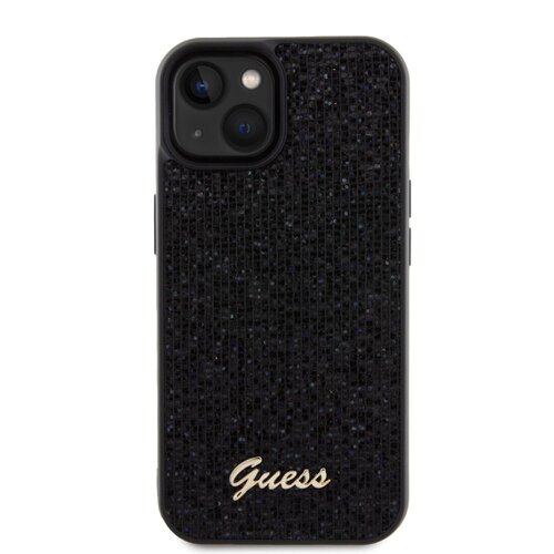 Guess PU Square Mirror Script Logo Zadní Kryt pro iPhone 15 Black