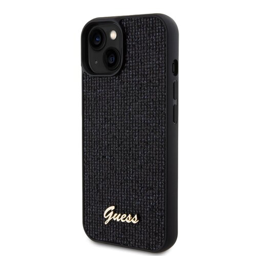 Guess PU Square Mirror Script Logo Zadní Kryt pro iPhone 15 Black