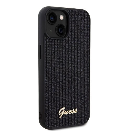 Guess PU Square Mirror Script Logo Zadní Kryt pro iPhone 15 Black