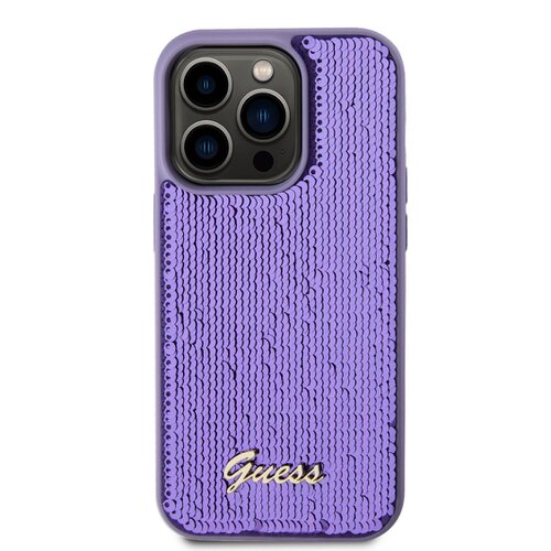 Guess Sequin Script Logo Zadní Kryt pro iPhone 15 Pro Purple