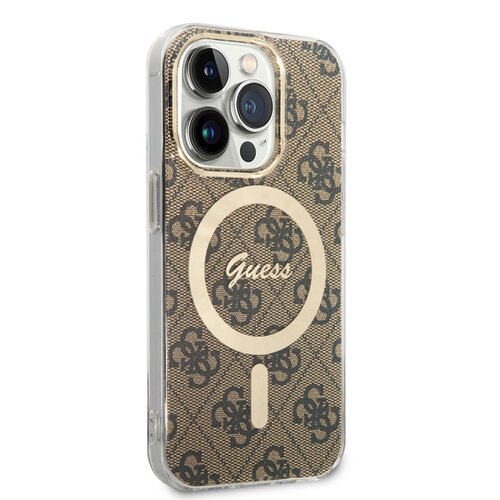 Puzdro Guess IML 4G MagSafe iPhone 15 Pro - hnedé