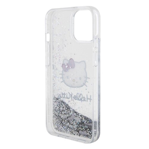 Hello Kitty Liquid Glitter Electroplating Head Logo Zadní Kryt pro iPhone 15 Transparent