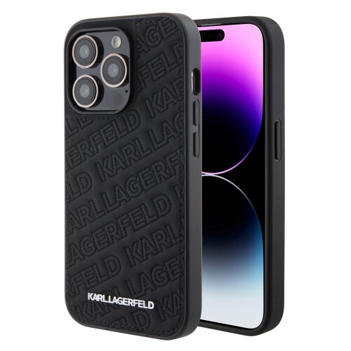 Karl Lagerfeld PU Quilted Pattern Zadní Kryt pro iPhone 15 Pro Black