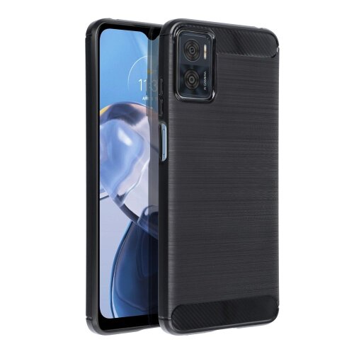 Puzdro Carbon Lux TPU Motorola Moto E22 - čierne