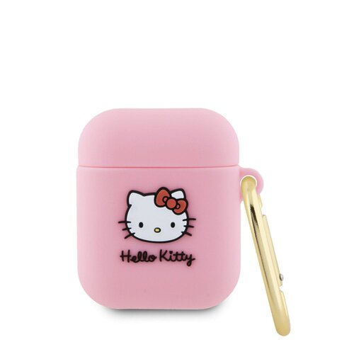 Hello Kitty Liquid Silicone 3D Kitty Head Logo Pouzdro pro AirPods 1/2 Pink