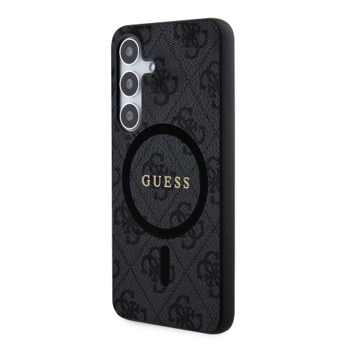 Guess PU Leather 4G Colored Ring MagSafe Zadní Kryt pro Samsung Galaxy S24+ Black