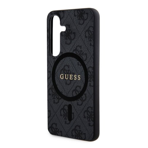 Guess PU Leather 4G Colored Ring MagSafe Zadní Kryt pro Samsung Galaxy S24+ Black