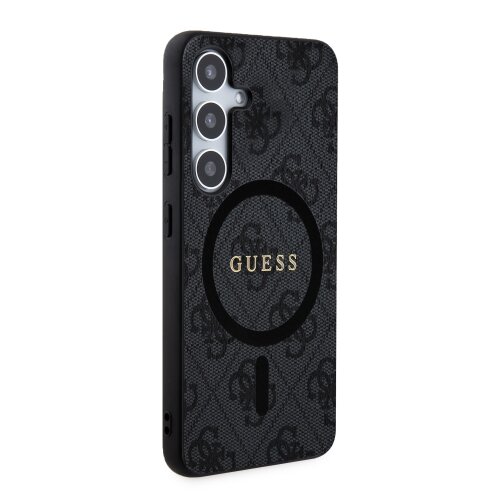 Guess PU Leather 4G Colored Ring MagSafe Zadní Kryt pro Samsung Galaxy S24+ Black