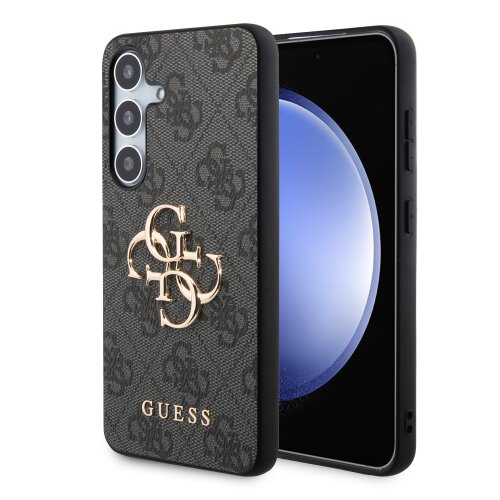 Guess PU 4G Metal Logo Zadní Kryt pro Samsung Galaxy S24+ Grey