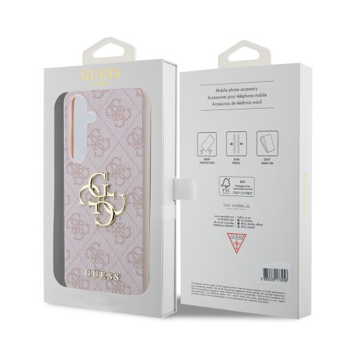 Guess PU 4G Metal Logo Zadní Kryt pro Samsung Galaxy S24+ Pink