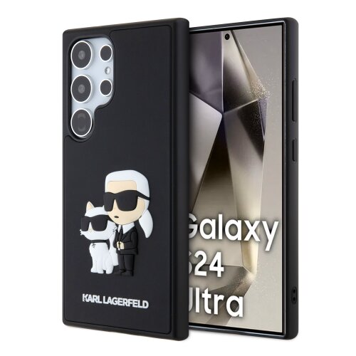 Karl Lagerfeld 3D Rubber Karl and Choupette Zadní Kryt pro Samsung Galaxy S24 Ultra Black