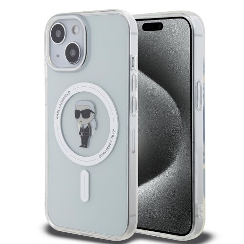 Puzdro Karl Lagerfeld IML Ikonik MagSafe iPhone 15 - transparentné