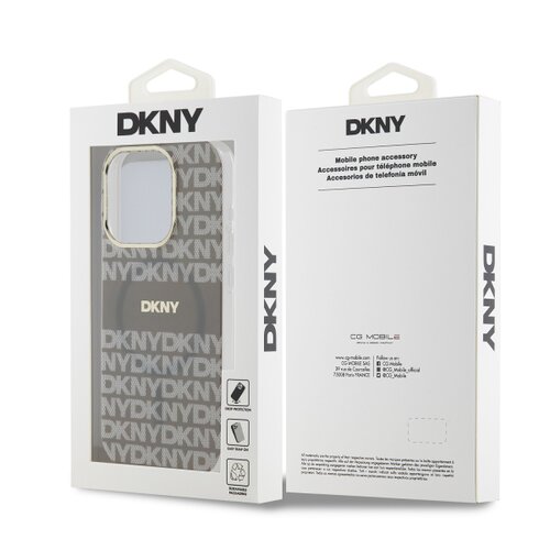 DKNY PC/TPU Repeat Pattern Tonal Stripe Magsafe Zadní Kryt pro iPhone 15 Pro Beige