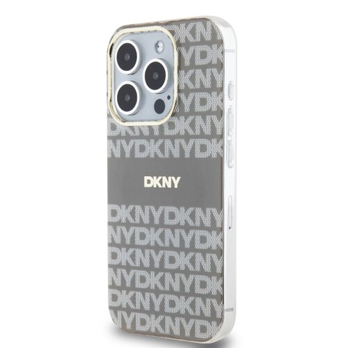 DKNY PC/TPU Repeat Pattern Tonal Stripe Magsafe Zadní Kryt pro iPhone 15 Pro Beige