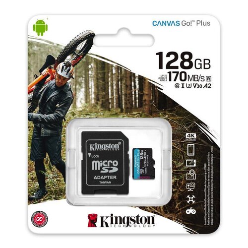 Kingston pamätová karta 128GB micro SDXC Canvas Go! Plus (class 10) 170 MB/s + adaptér
