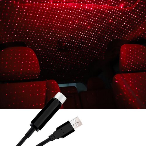 Laserový mini projektor hviezdnej oblohy do USB, červená