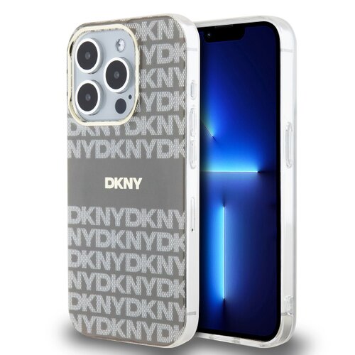 DKNY PC/TPU Repeat Pattern Tonal Stripe Magsafe Zadní Kryt pro iPhone 14 Pro Beige