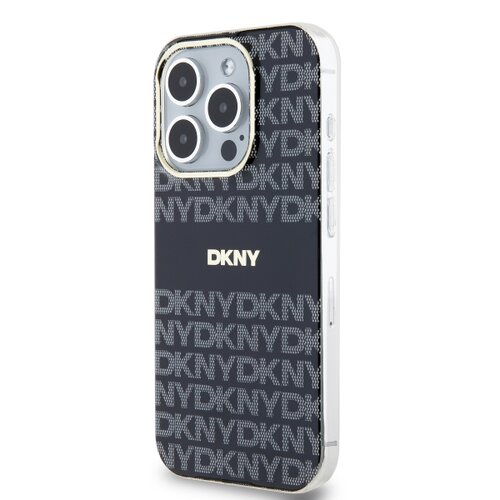 Puzdro DKNY PC/TPU Repeat Pattern Tonal Stripe Magsafe iPhone 14 Pro - čierne