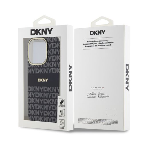 Puzdro DKNY PC/TPU Repeat Pattern Tonal Stripe Magsafe iPhone 14 Pro - čierne