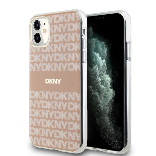 DKNY PC/TPU Repeat Pattern Tonal Stripe Magsafe Zadní Kryt pro iPhone 11 Pink