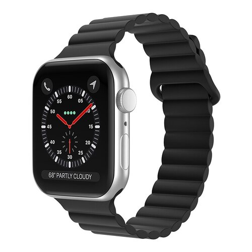 mobilNET silikónový remienok na Apple Watch, 42-49mm (L), čierny