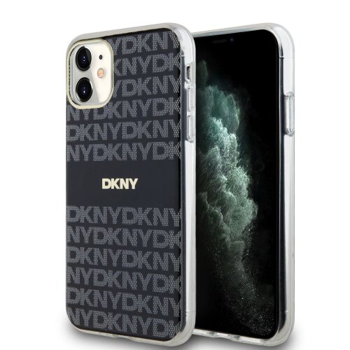 DKNY PC/TPU Repeat Pattern Tonal Stripe Magsafe Zadní Kryt pro iPhone 11 Black