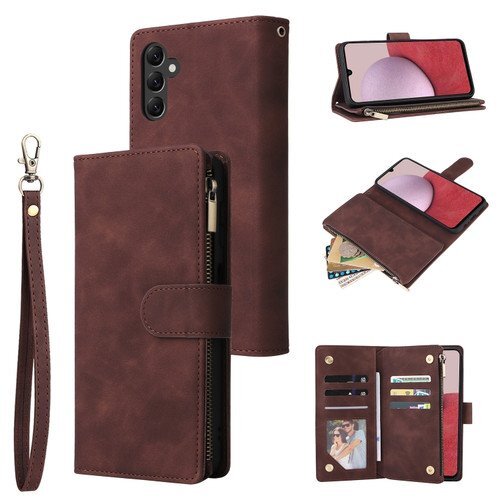 Puzdro Zipper Wallet Book Samsung Galaxy A14 4G/5G - hnedé