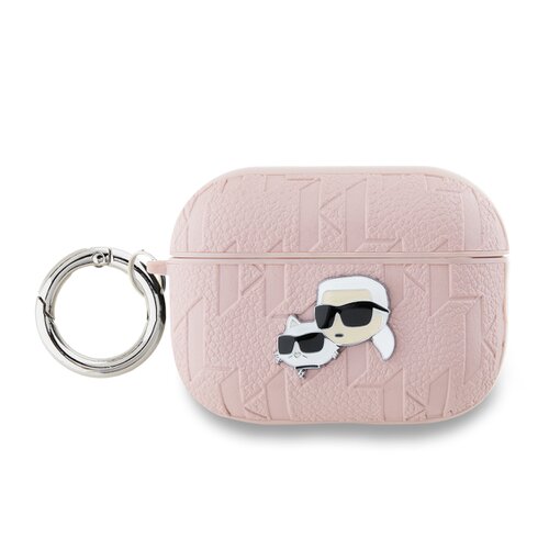 Karl Lagerfeld PU Embossed Karl and Choupette Heads Pouzdro pro AirPods 3 Pink