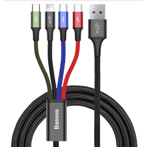 Baseus CA1T4-B01 Fast 4in1 Kabel Lightning, 2x USB-C, MicroUSB 3.5A 1.2m Black