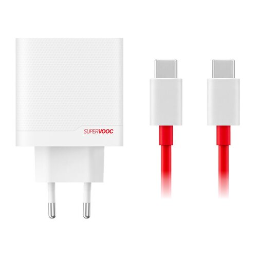 OnePlus SUPERVOOC 80W GaN Dual USB-A + USB-C Cestovní Nabíječka + USB-C/USB-C Kabel  White