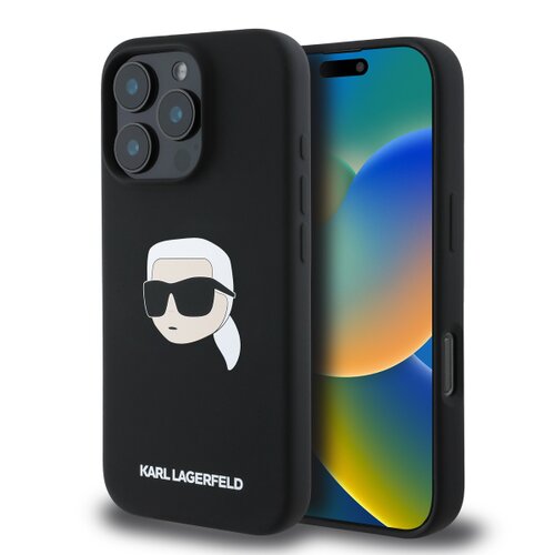 Puzdro Karl Lagerfeld Liquid Silicone Karl Head MagSafe iPhone 16 Pro - čierne