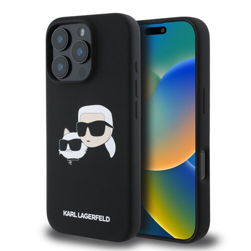 Karl Lagerfeld Liquid Silicone Double Heads MagSafe Zadní Kryt pro iPhone 16 Pro Max Black