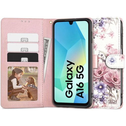 Puzdro Tech-Protect Book Samsung Galaxy A16 - Rozkvitnuté kvety