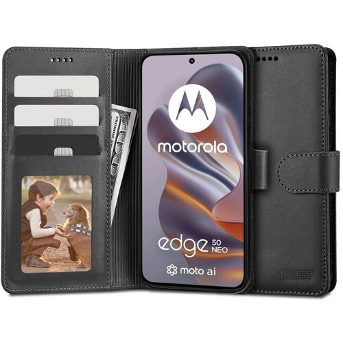 Puzdro Tech-Protect Wallet Book Motorola Edge 50 Neo - čierne